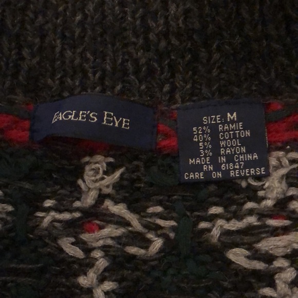 Eagle’s Eye Ice Skating Vintage Christmas Sweater Zip Front Womens Size Medium - Picture 7 of 15